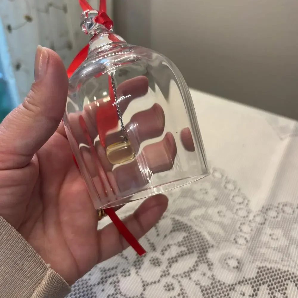 Rosenthal Classic Crystal Christmas Bell Ornament Read Ribbon Germany Holiday